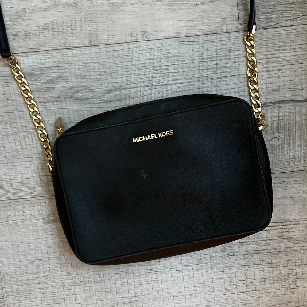 Michael Kors Black and Gold Crossbody Bag